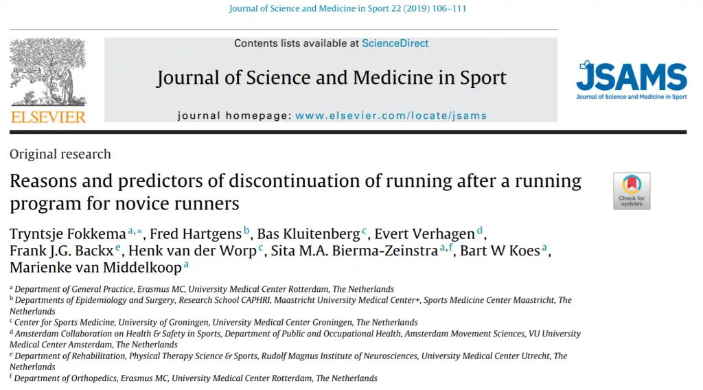 discontinuation of running after a running program