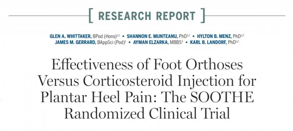 effectiveness of foot orthoses versus corticosteroid injection for plantar heel pain. interview with dr glen whittaker
