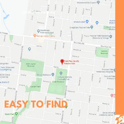 a map of our gym in pascoe vale that is easy to find and park at