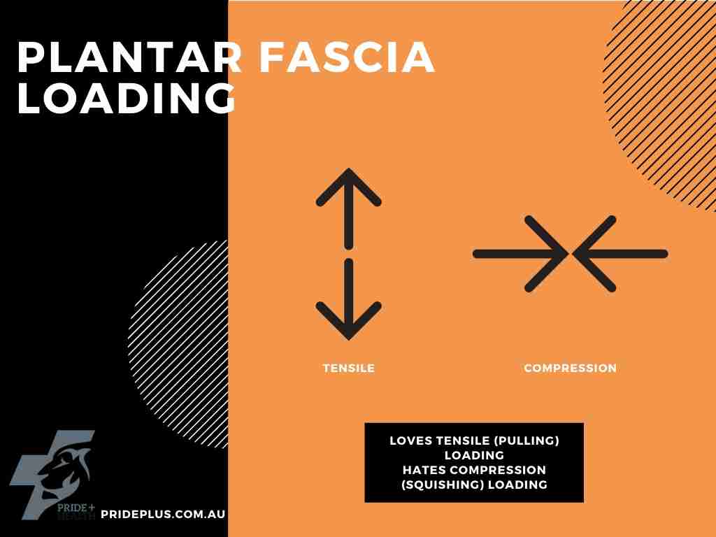 diagram of plantar fascia loading compression vs tensile which is important part of plantar fasciitis treatment
