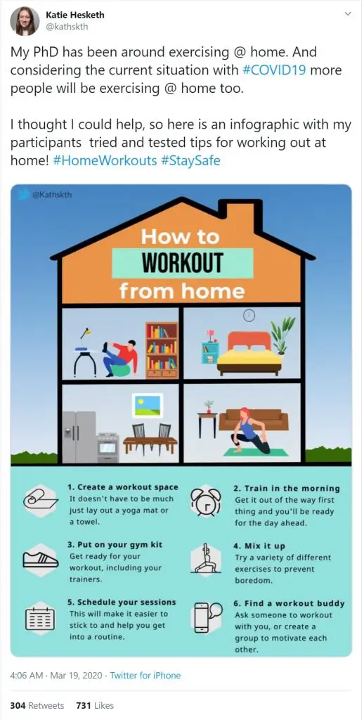 exercise at home with covid-19 threat infographic