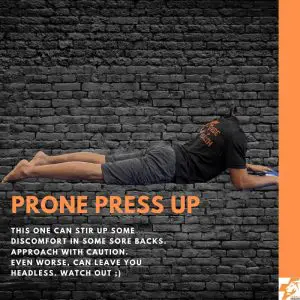 prone press up best physio exercises for lower back pain