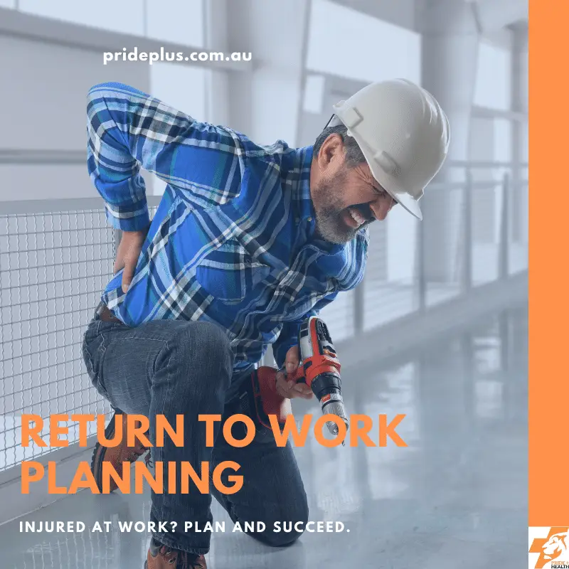 return to work planning an injured worker with a sore back bends down