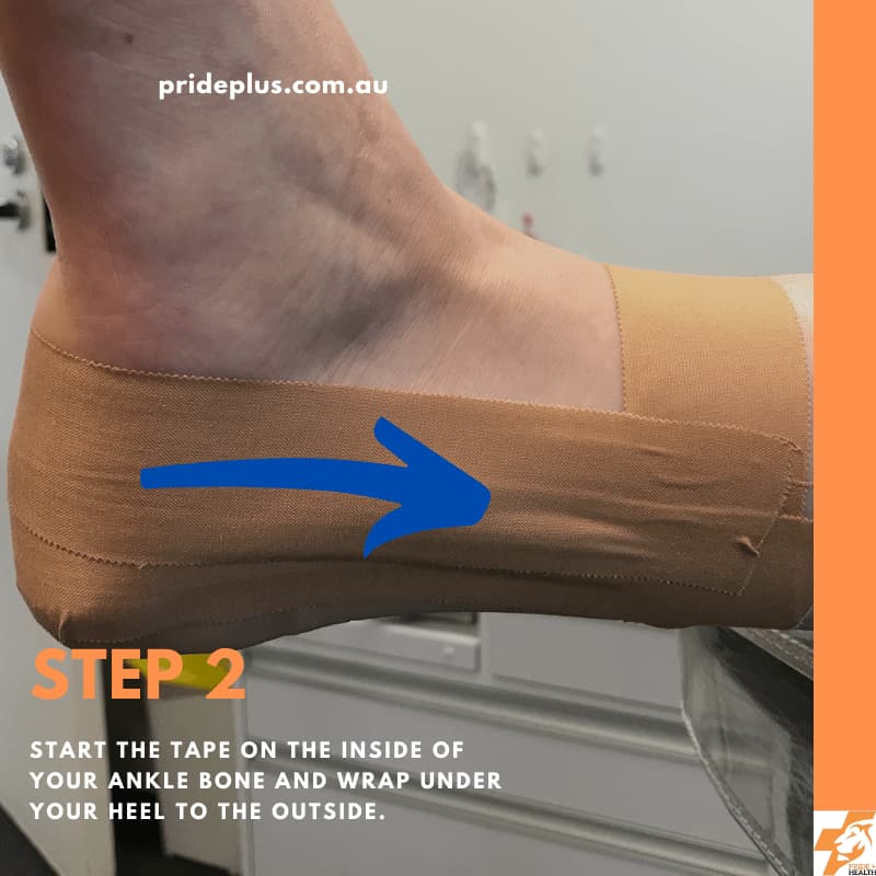 how to strap a sprained ankle step run the tape from the inside ankle bone to the outside ankle bone keeping the ankle bent back or dorsi flexed