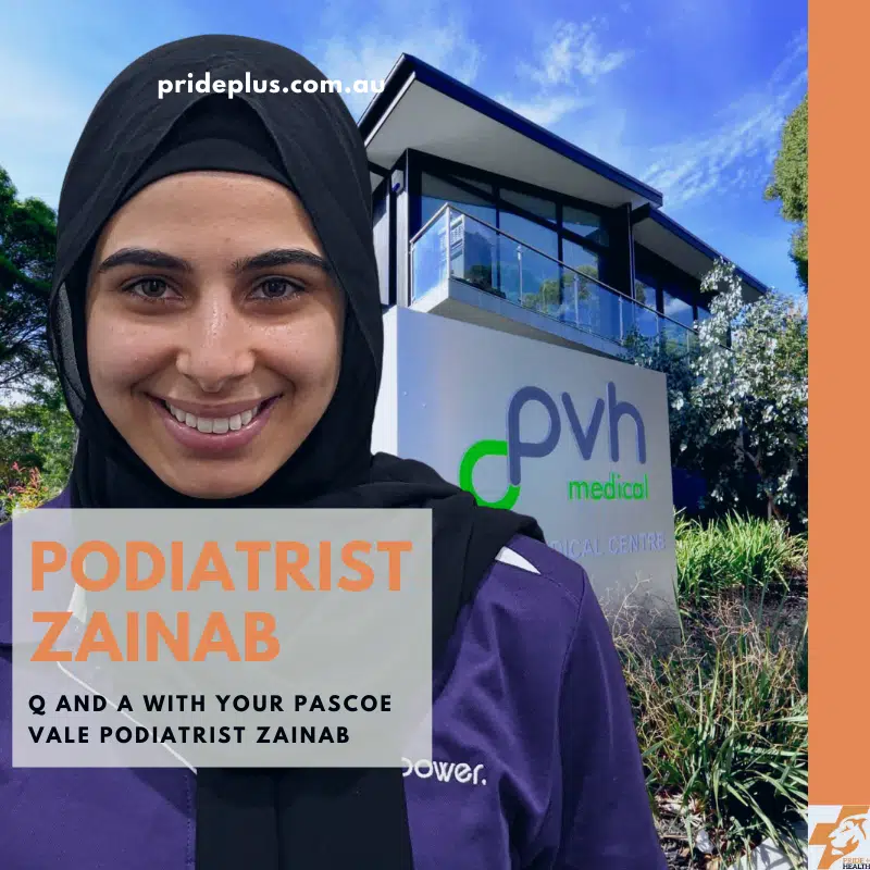 arabic speaking podiatrist zainab in pascoe vale smiling in front of PVH Medical
