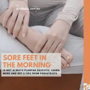 woman with sore feet in the morning massaging foot
